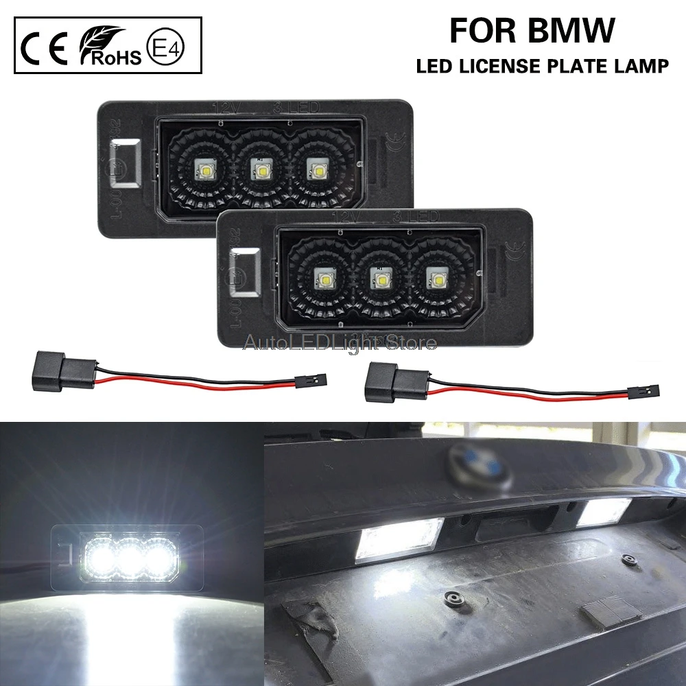 2X Светодиодный фонарь для номерного знака прозрачная линза + черный отражатель BMW
