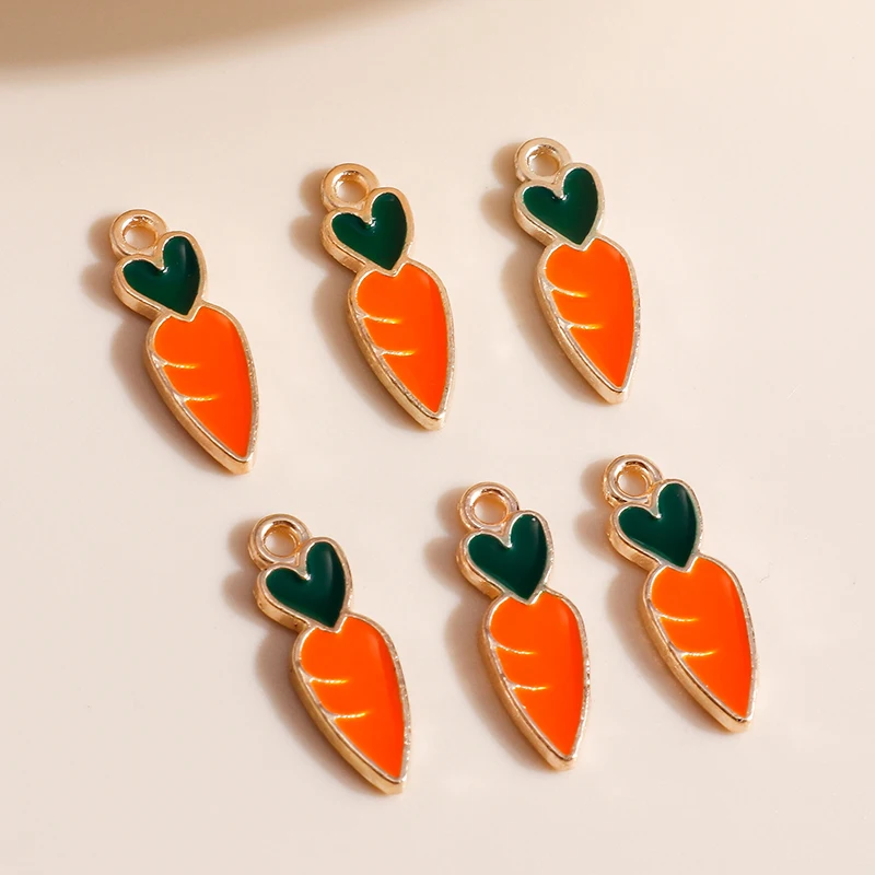 10pcs/lot 5*16mm Mini Carrot Charms for Earrings Pendants Necklaces Making Cartoon Enamel Heart DIY Jewelry Accessories - купить по
