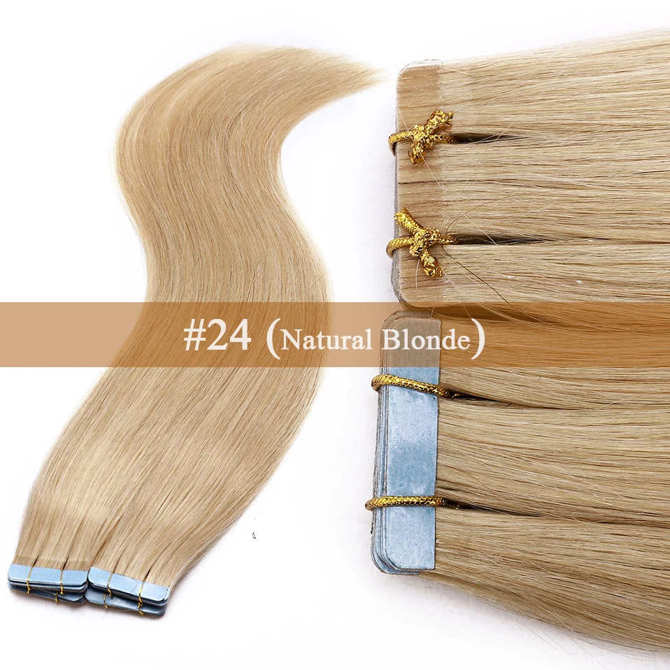 Fita em Extensões de Cabelo Humano em Linha Reta sem Emenda Cola na Extensão do Cabelo S-noilite Polegada - pc Remy Invisível Lados Dobro 16 2.5 g 14 emenda invisível lados dobro cola em extensões de cabelo