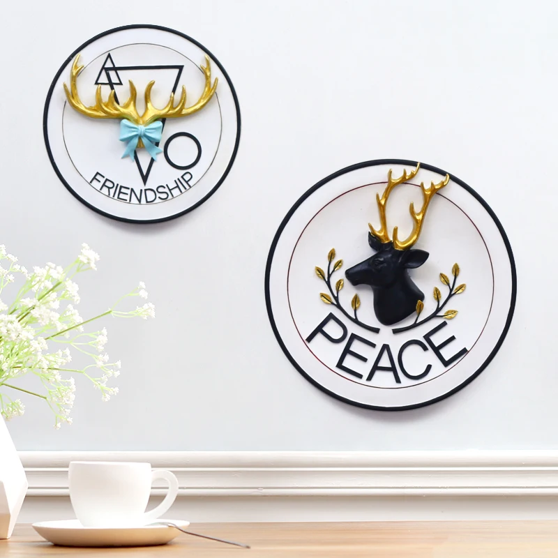 Креативные настенные подвесные тарелки с 3D рисунком лося часы оленем для