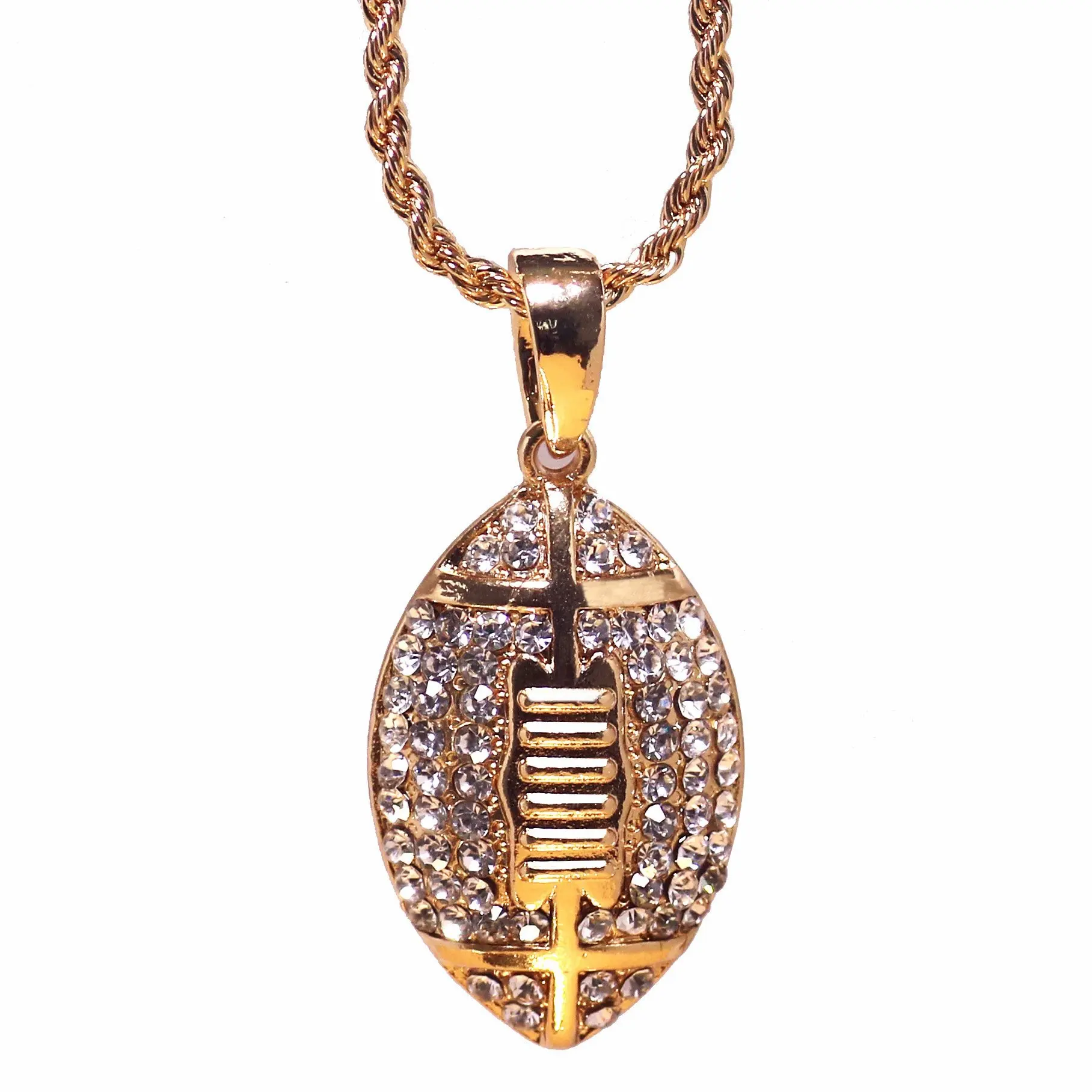 BUDROVKY Rugby Pendant Sports Hip-hop Diamond Set Men's Necklace New Style Hot Ornament Wholesale