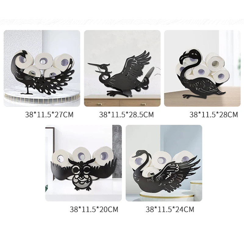 

Toilet Paper Holder Metal Animals Wall Mounted Ornament Handmade Decoration for Living Room Bathroom Organizador Escritorio