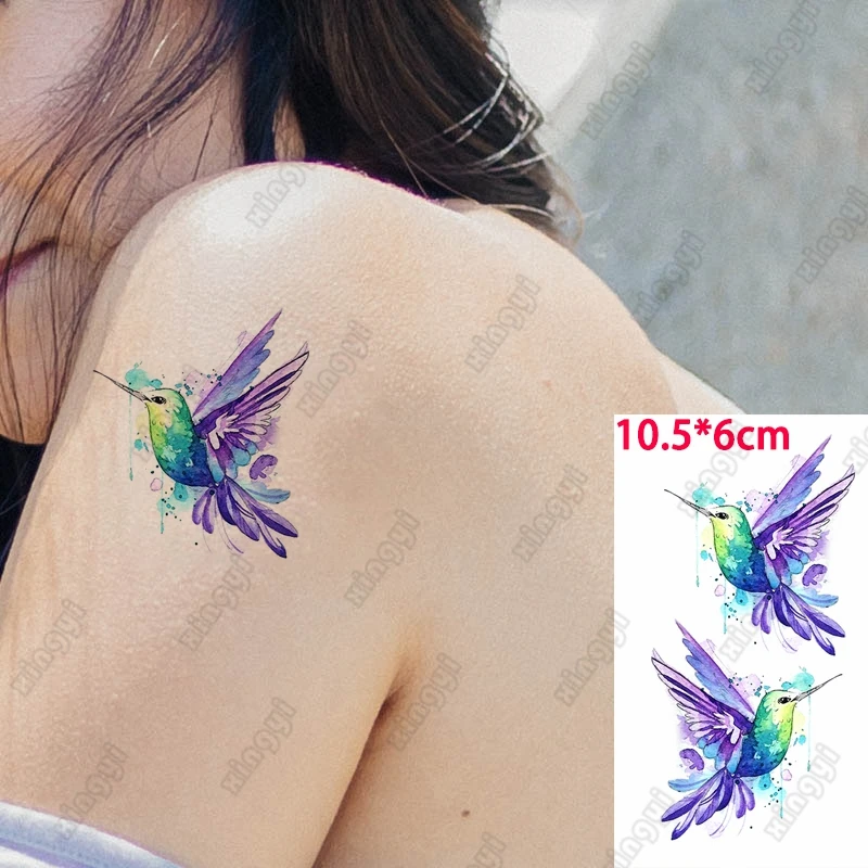 

Cartoon Animal Waterproof Temporary Tattoo Sticker Color Bird Flowers Child Arm Wrist Water Transfer Fake Tatto Body Art Women
