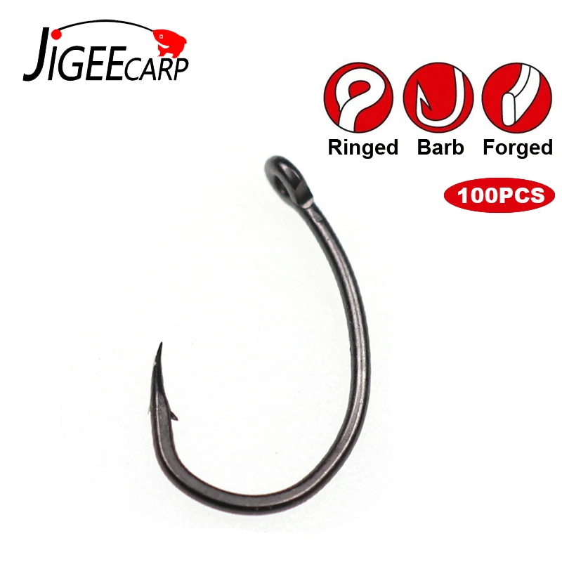 JIGEECARP 100 шт. микро-Крючки для ловли карпа с колючим покрытием, с тефлоновым покрытием, Ультра острый наконечник, не отражающее покрытие, крепкие yn рыбные/Карповые крючки