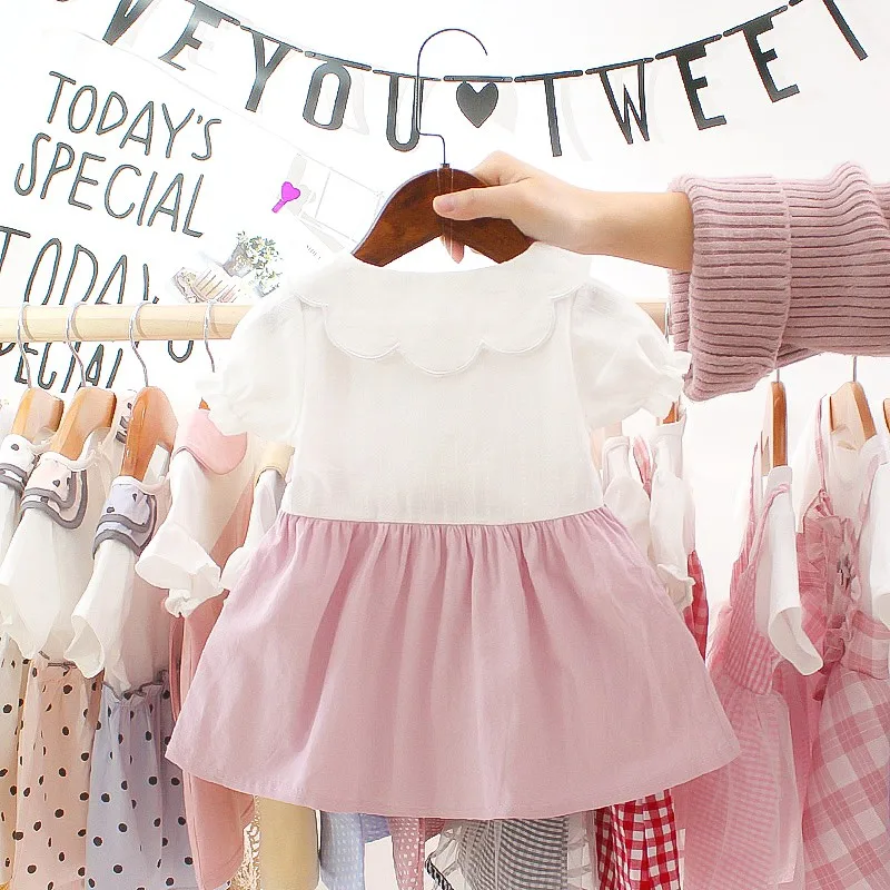 Милые летние платья принцессы для маленьких девочек 3 цвета Хлопковое платье с