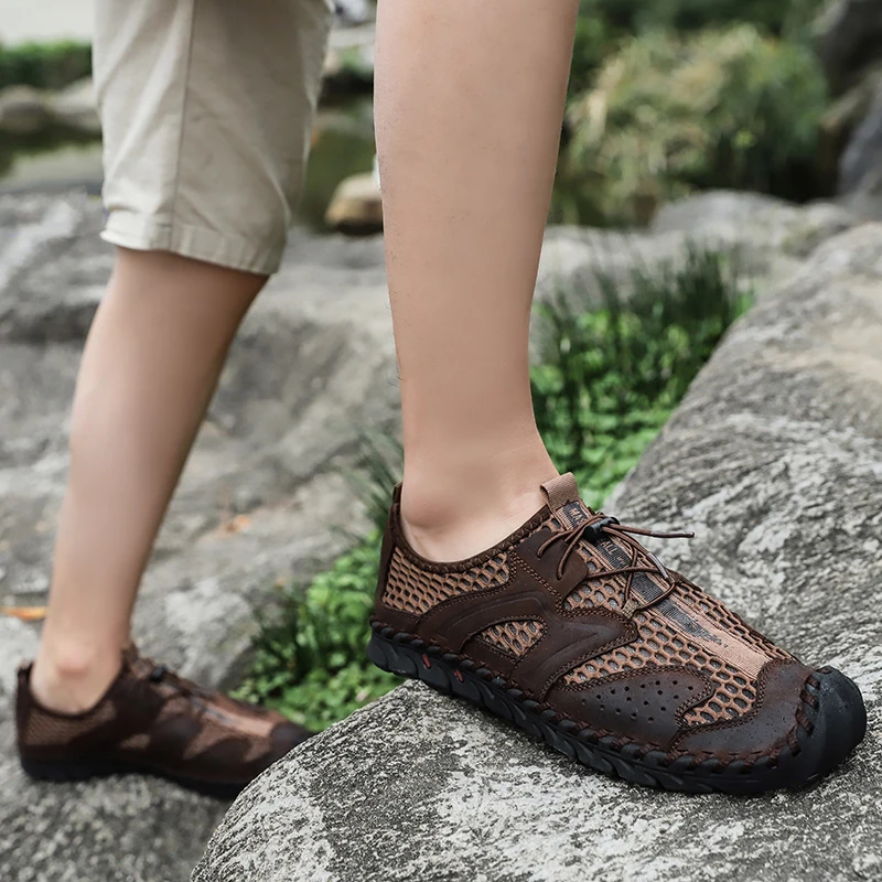 

Summer Breathable Men Hiking Shoes Mesh Outdoor Men Trekking Walking Sneakers Climbing Non-slip Male Sport Shoes Quick-dry Shoes