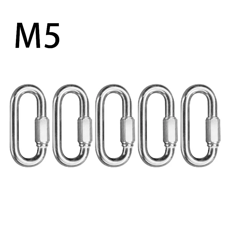 

5*Connecting Rings Stainless Steel Carabiner Quick Link Strap Connector Steel Chain Repair Shackle D-Shape Rigging