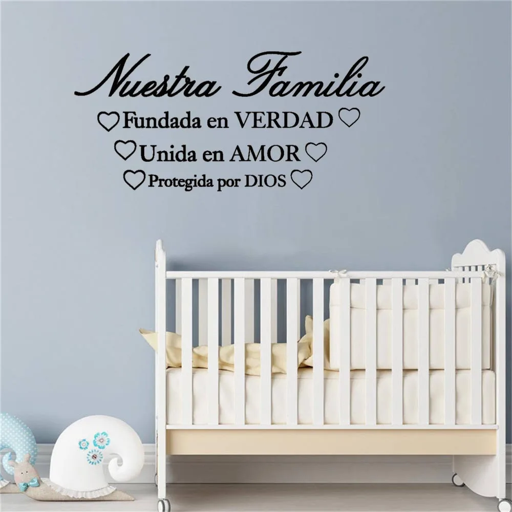 

Spanish Wall Decal Our Family Truth Joined in love Kept by god Bible Verse Wall Sticker For Living room Vinyl RU4043