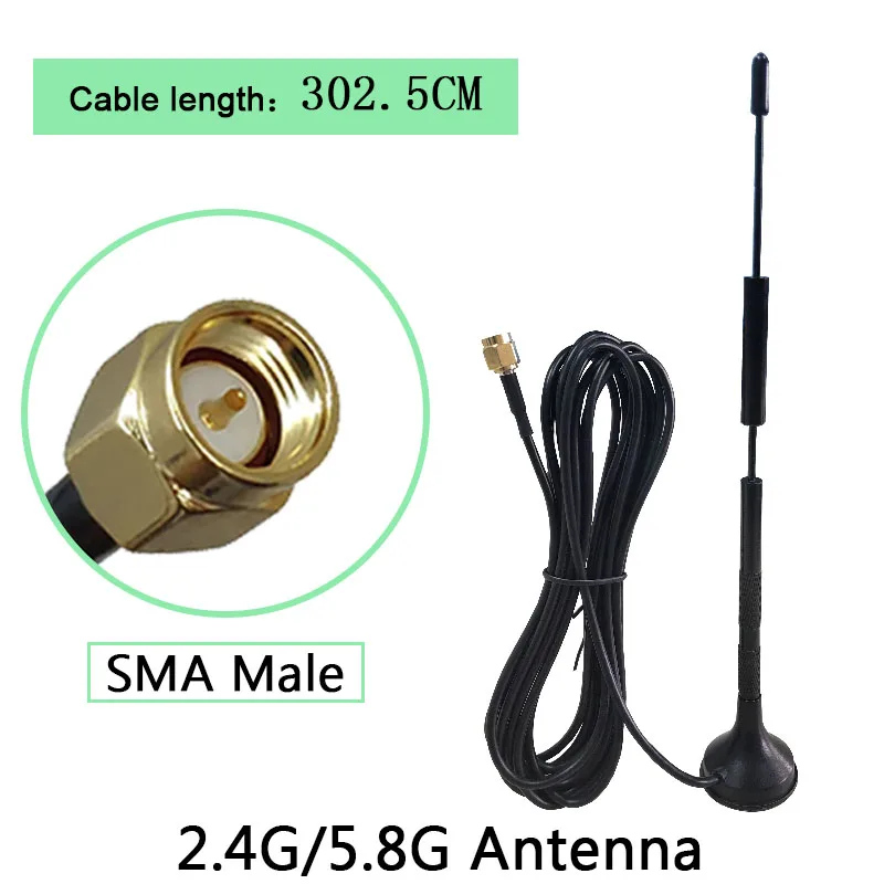 5 PCS 5.8G Wifi Antenna SMA Male 12dbi 2.4G high-gain antena magnetic base Sucker antenna 3 meters extension cable wi-fi router