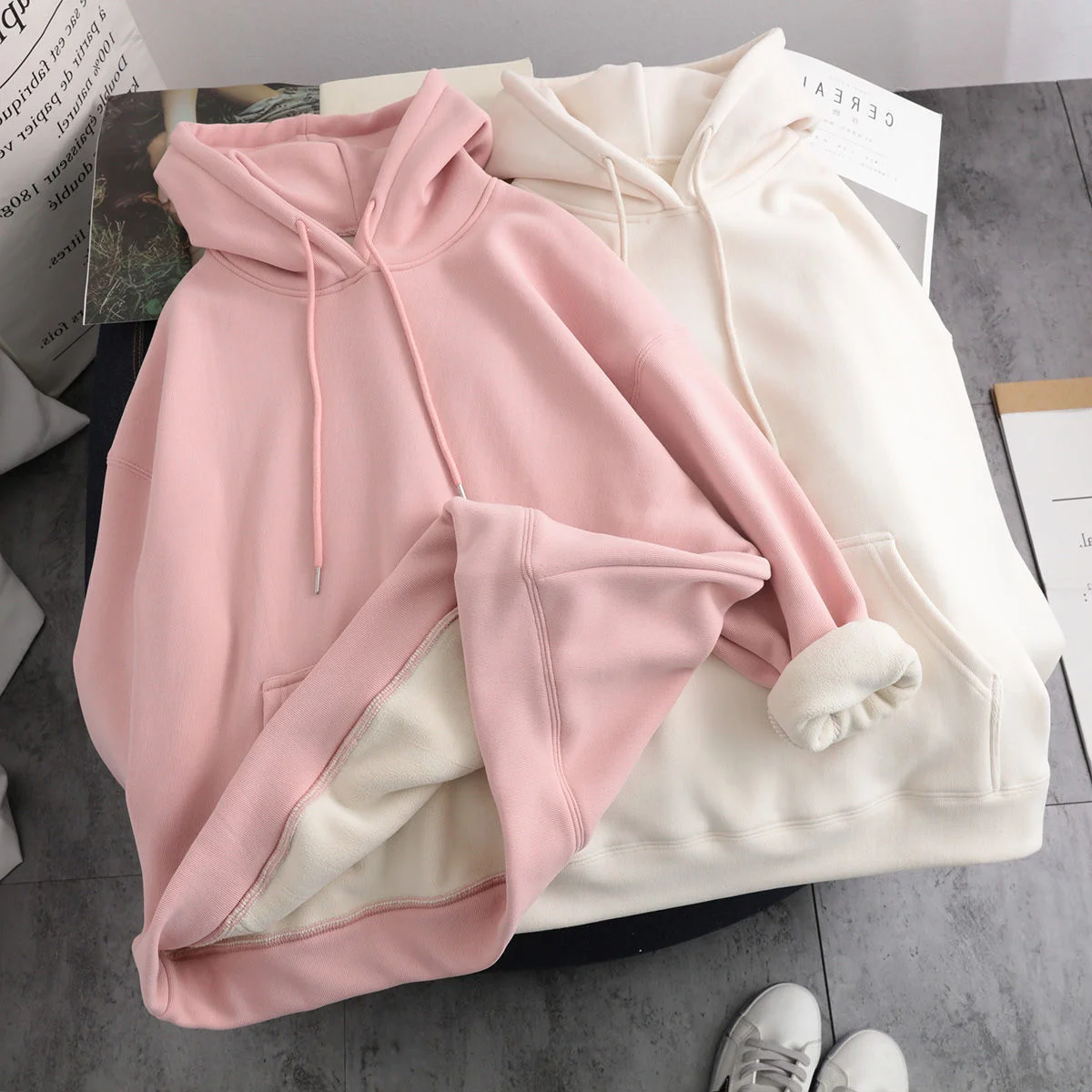 

Women's Autumn And Winter Plush And Thickened Hoodies Sweatershirt Woman Korean Loose And Versatile Harajuku Hooded
