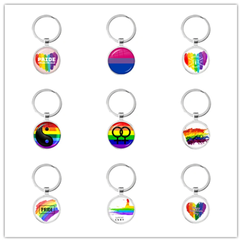 Радужный Флаг ЛГБТ брелки для ключей Bi гордость с фокусным расстоянием 25 мм