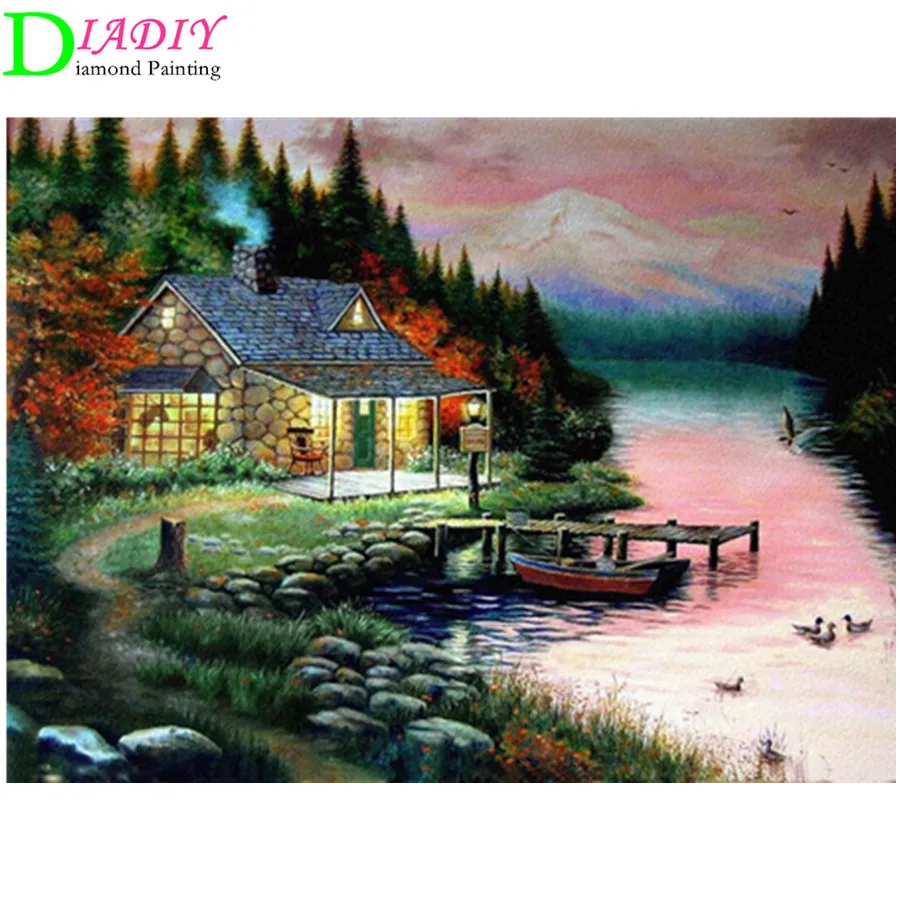 

Алмазная живопись «сделай сам», пейзаж, деревня, вилла, украшение для дома, алмазная вышивка, квадратная, круглая, мозаика, украшение, рукоде...