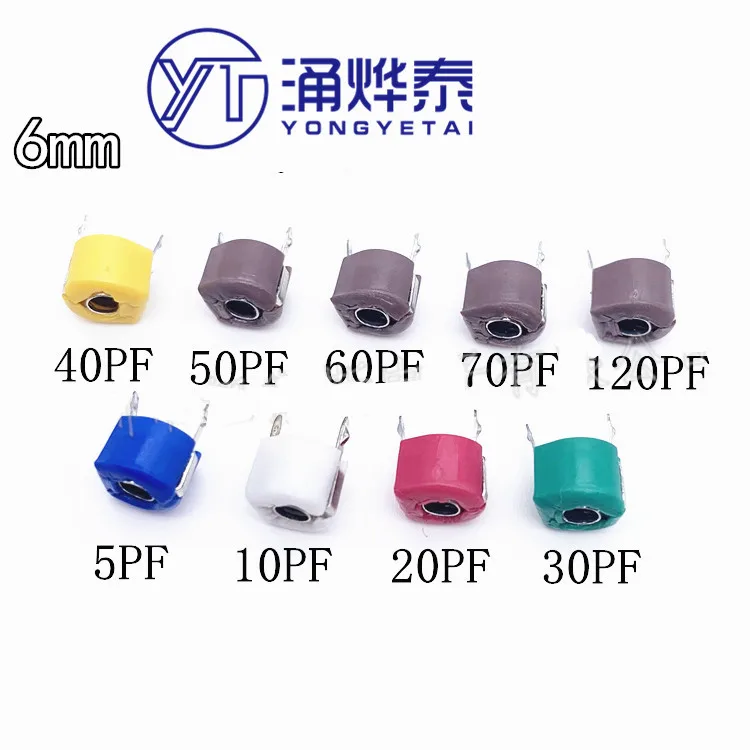 YYT 45 шт. переменный конденсатор для триммера смешанный JML06 3pf 5pf 10pf 20pf 30pf 40pf 50pf 60pf 70pf
