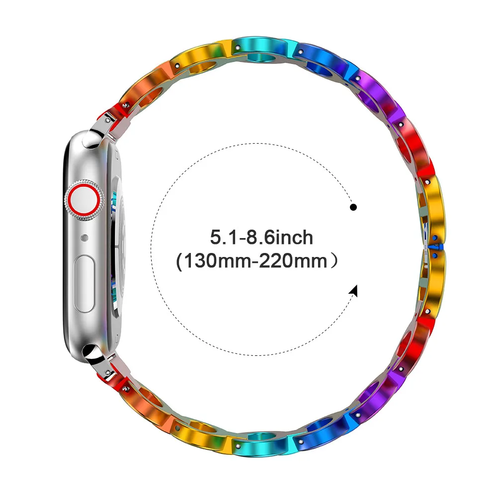 Ремешок для часов из алюминиевого сплава Apple Watch 6 5 4 38 мм 42 роскошный Радужный