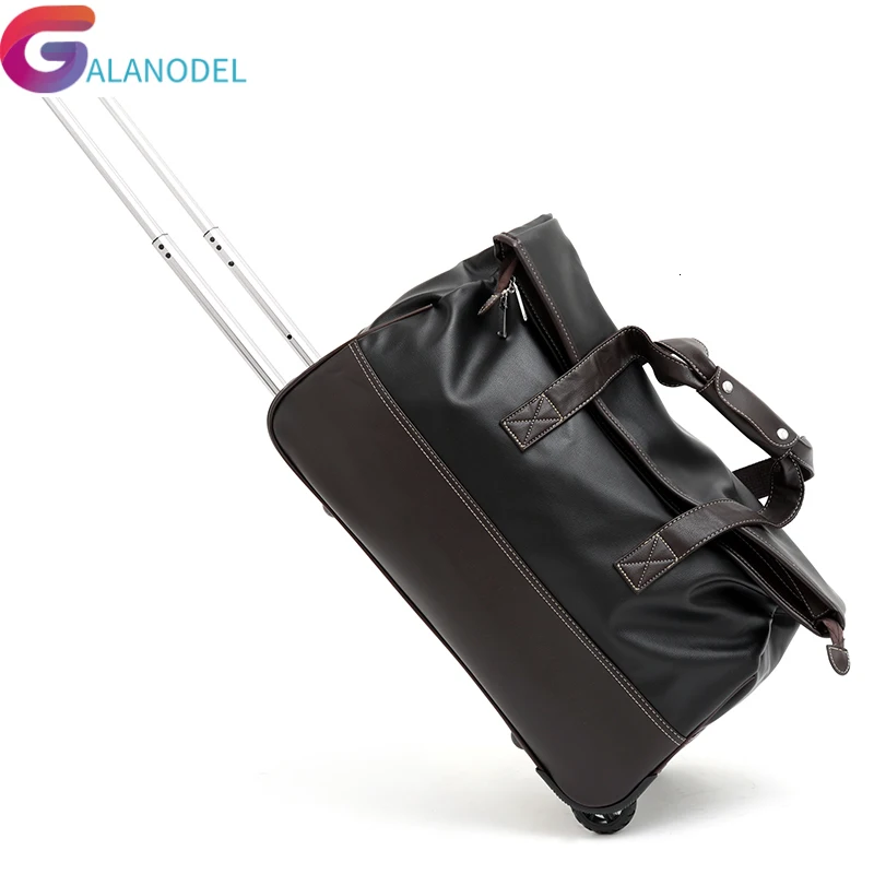Унисекс PU Дорожная сумка на колесиках водонепроницаемая мужская дорожная для