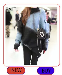 DEAT Gray Lapel Stitching Fur Long-sleeved Thick Wool Hit Color Woman Sweater Coat Casual Fashion Autumn Winter New TD065