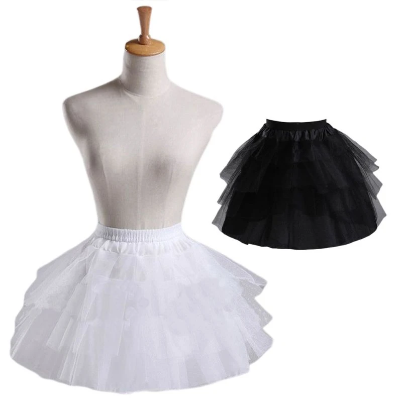 

Short Girl's Kid's Petticoat Crinoline Underskirt Wedding Party Prom Dress Flower Girl Petticoat 3 Layers Puffy Skirt 22-45cm