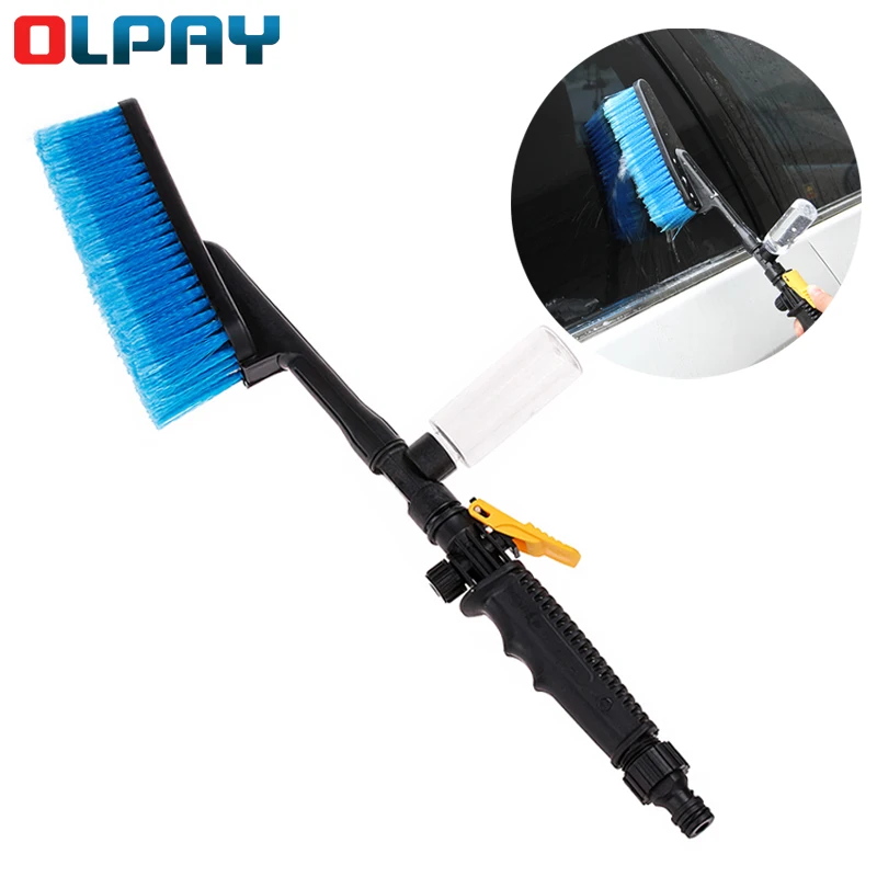 

Rinse water into the car Retractable Car Wash Brush Auto Exterior Handle Water Flow Switch Foam Bottle Car Cleaning Brush Tools