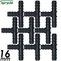 sprycle 10pcs 16mm barbed tee connector watering 3 ways for micro drip irrigation 12 pe pipe tubing hose micro fitting garden