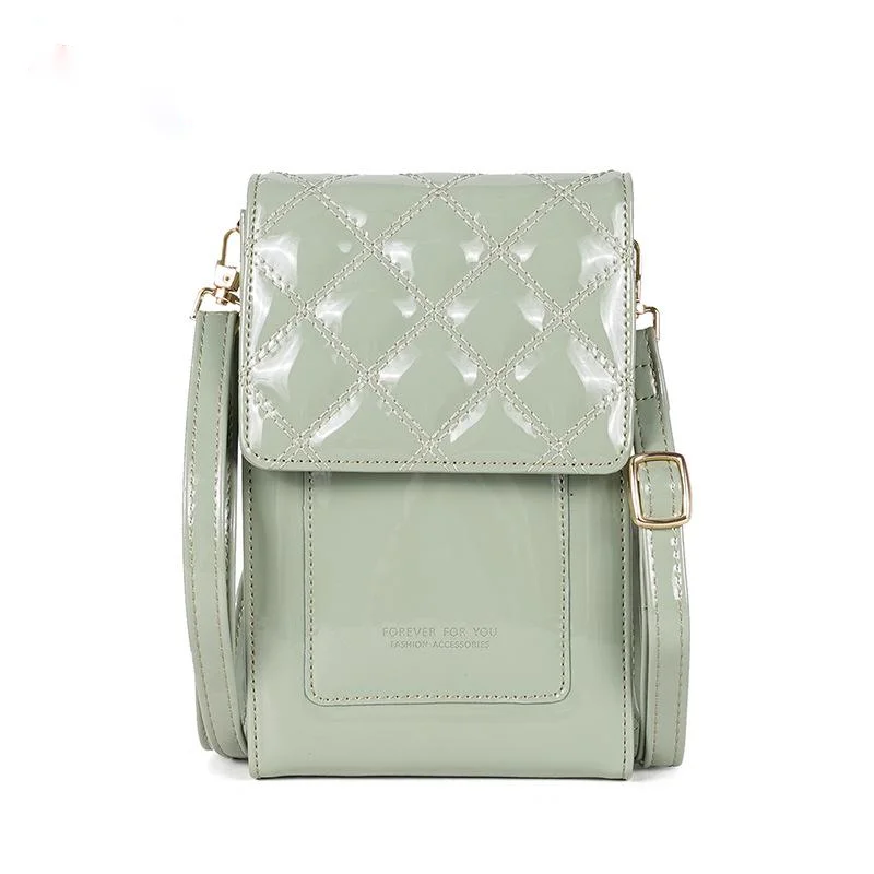 

2021 new women's versatile small square Bag Messenger Bag bright face vertical mobile phone bag
