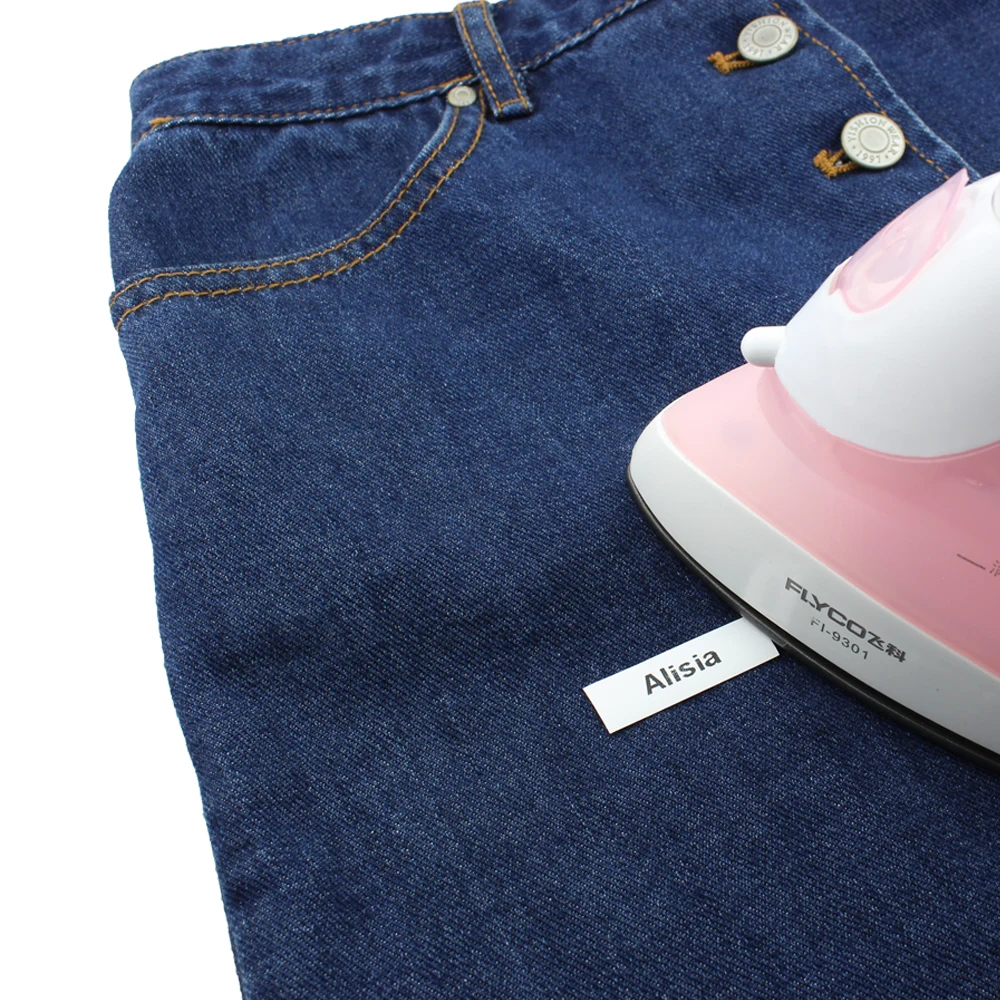 Совместимая для Brother P touch TZe-FA3 TZe-FA231 тканевая самоклеящаяся лента для этикеток TZeFA3 TZ-FA3 12 мм бело-синяя для печати этикеток.