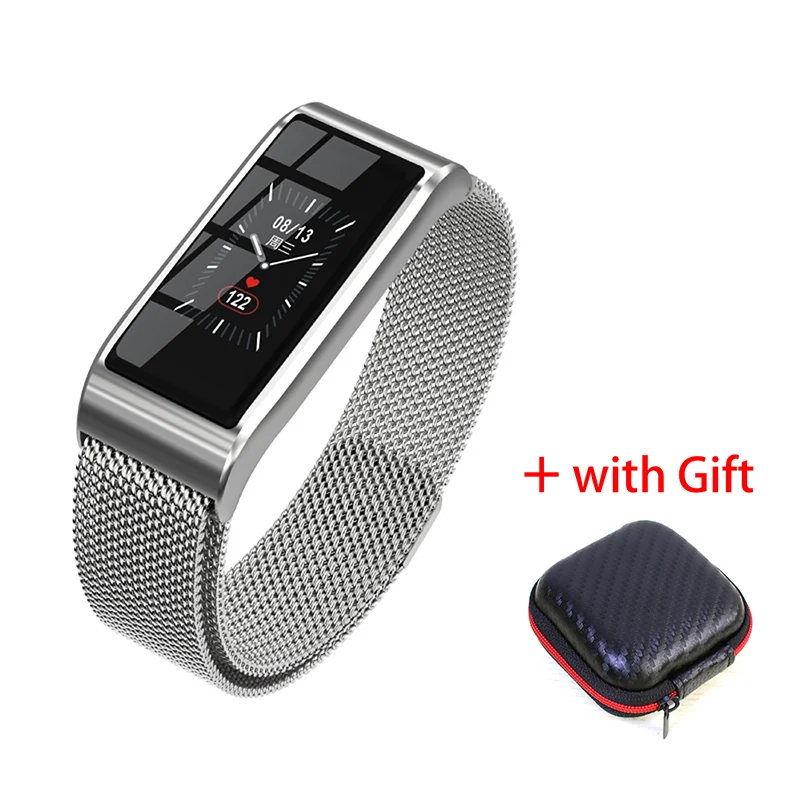 Silver box Смарт-Браслет Водонепроницаемый браслет кровяное давление Bluetooth золотые серебряные металлические часы фитнес-трекер для женщин подруги - Цвет: Silver box