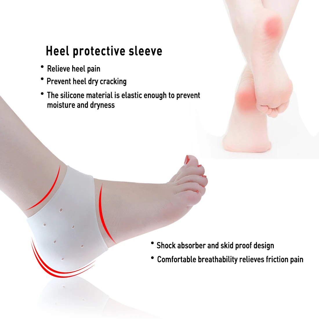 4 шт./2 пары новые силиконовые Увлажняющие гелевые носки на каблуке