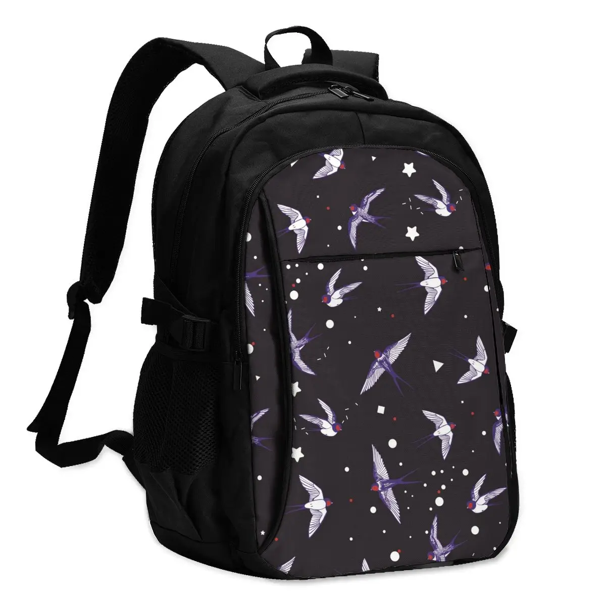 

2021 Прохладный печати ноутбук рюкзак Ласточка Птица зарядка через USB путешествия Для женщин Мужской школьная сумка Mochila