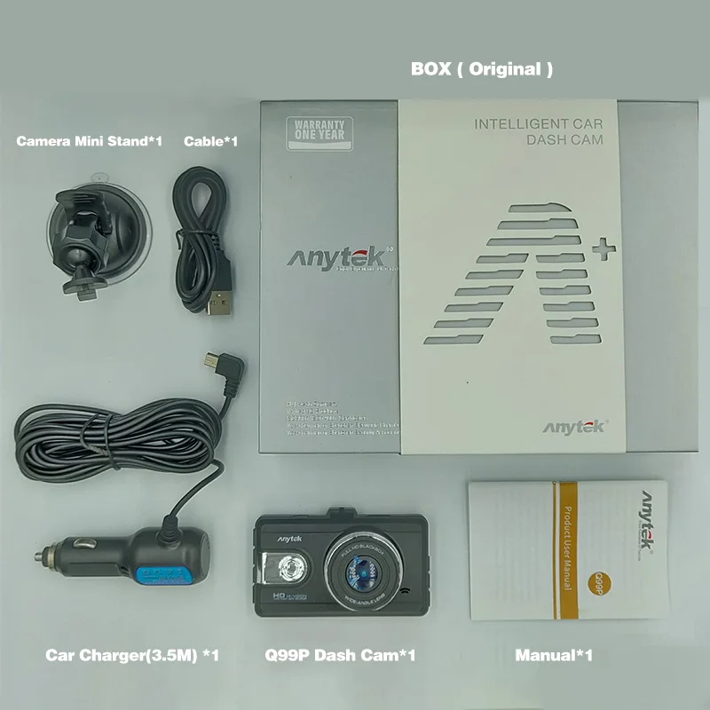 Q99P With Package Xiaomi Mijia Dash Cam camera Anytek Q99P 3,0 дюймов ips TFT регистратор вождения 1920*1080 g-сенсор Поддержка 32 Гб TFCard - Название цвета: Q99P With Package