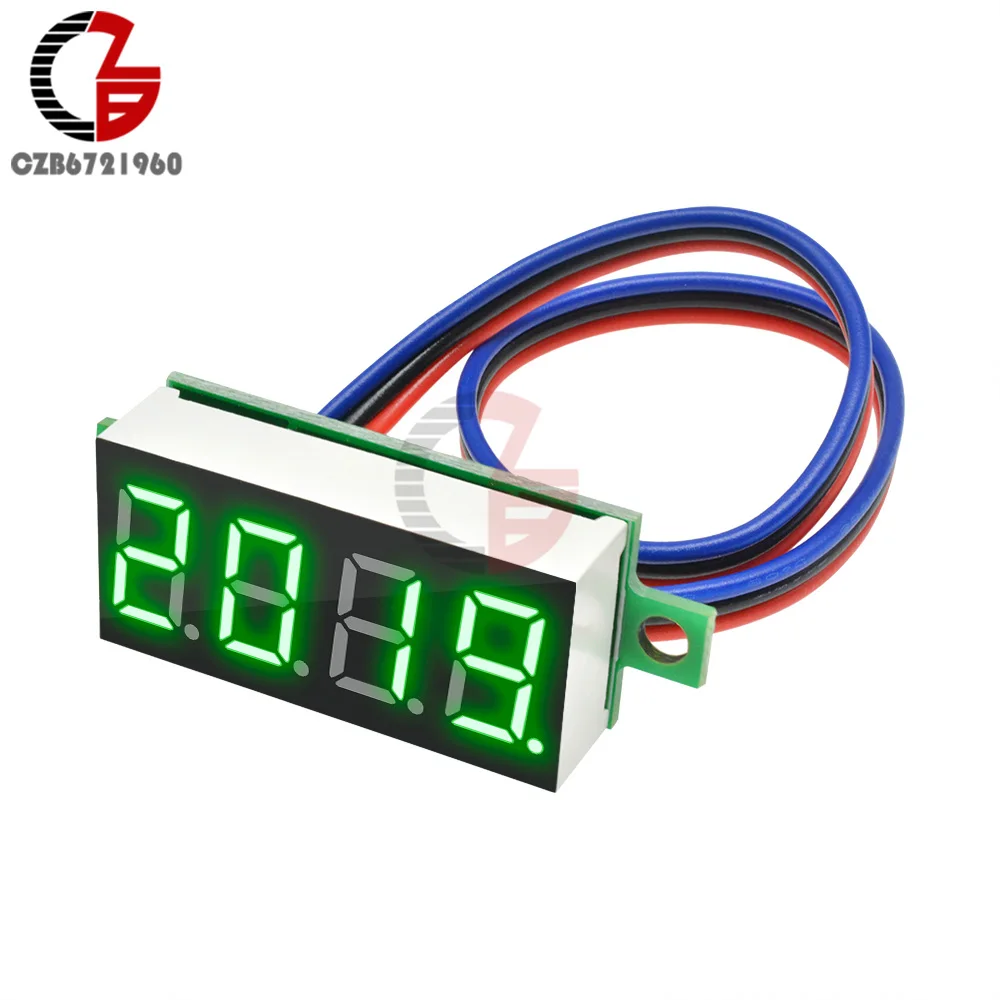 Green DC 0-100V 0,3" цифровая панель вольтметра 4 цифры по ценам от производителя Высокая точность автомобильный вольтметр 12V 48V 60V Батарея Ёмкость тестер детектор - Цвет: Green