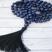 6mm lapis lazuli 108 beads tassel mala necklace sutra pray lucky buddhism handmade yoga chain natural monk healing wrist