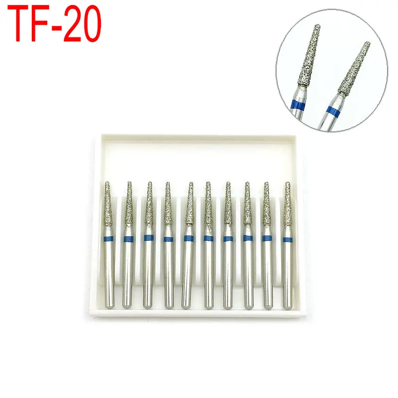 

10pcs/set Dental Diamond Burs Drill Dental Burs Dia-burs for High Speed Handpieces Medium Polishing Proudct TF-20