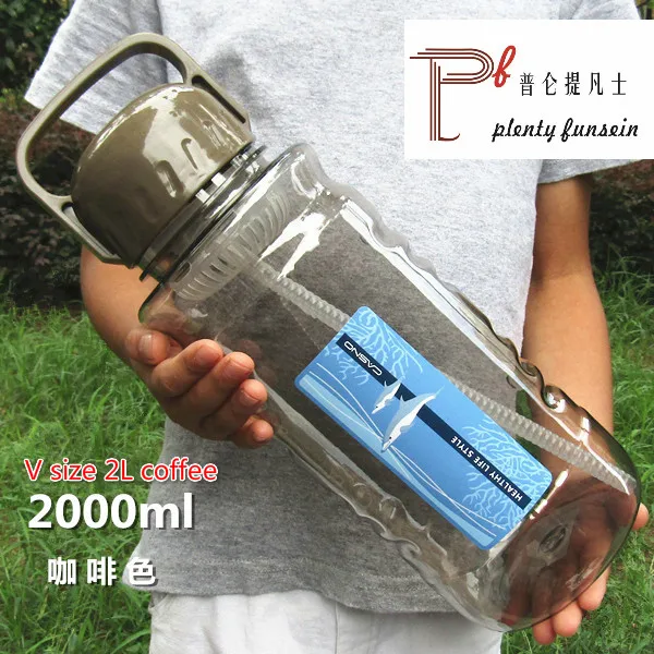 V size 2.5L coffee Лидер продаж, супер большая емкость, компактный портативный чайник для воды, пластиковая бутылка для чая, напитков, 1.5L/2L/2.5L/3L - Цвет: V size 2.5L coffee