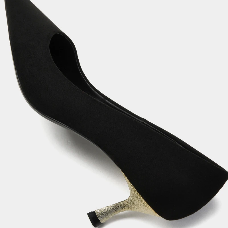 Туфли-лодочки женские на низком каблуке с острым носком кристаллами | Обувь