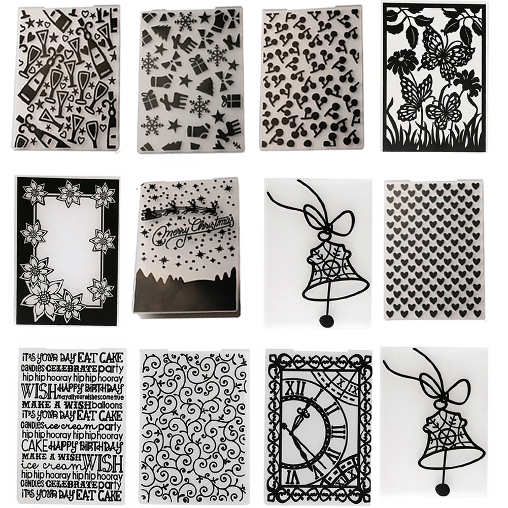 

Merry Christmas Butterfly Plastic Embossing folder Template for DIY Scrapbooking Craft Photo Album Card Holiday Handmade Decor