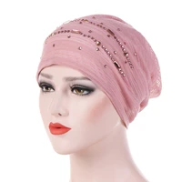 summer thin lace turban solid cotton inner hijab caps soft glitter muslim women turbante bonnet wrap head hijab underscarf cap