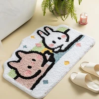 super soft fiber rabbit mat rug cartoon carpet flocking bath mat home decoration door mat non slip absorbent bathroom doormat