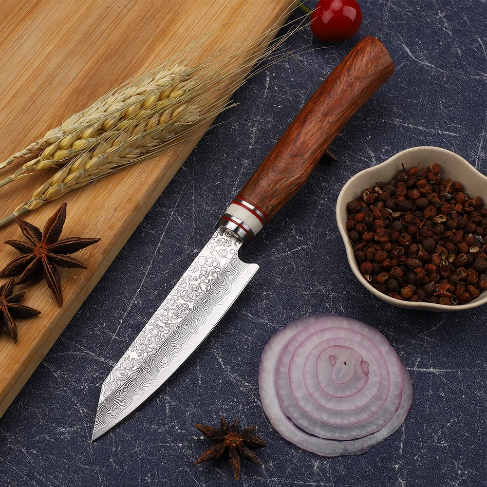Дамасское лезвие палисандр ручка японский нож для резки мяса инструмент