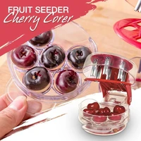 6 hole cherry corer with container kitchen gadgets tools novelty super cherry pitter stone corer remover pit 6