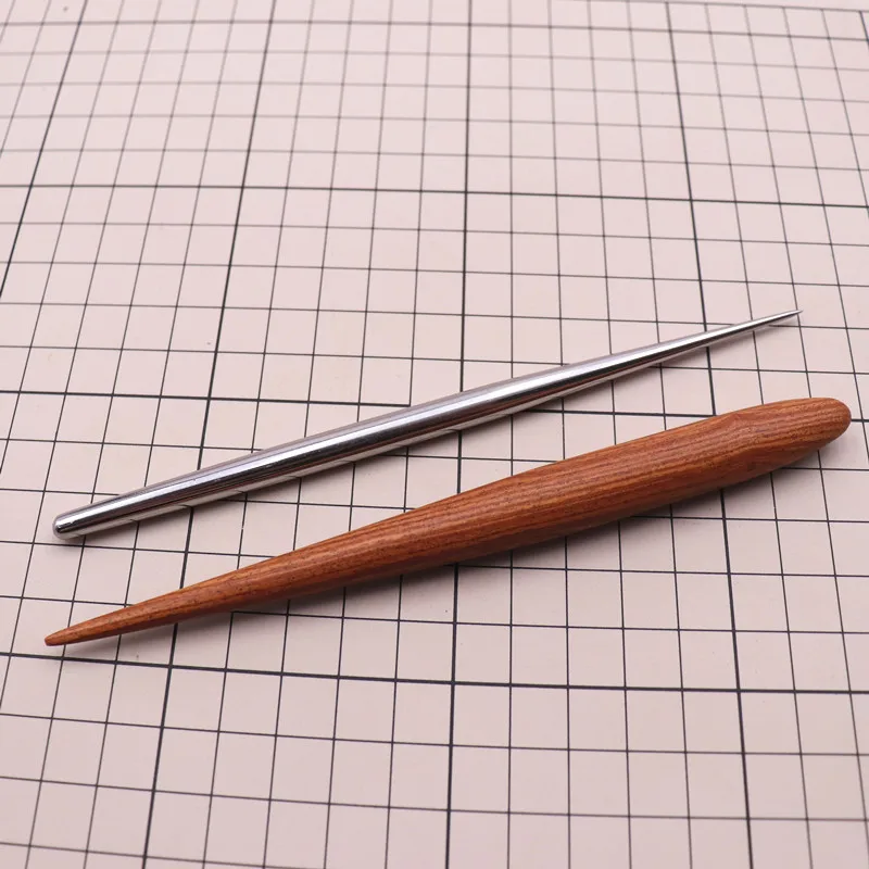 

2 шт./компл. текстурой нержавеющей стали стержень деталь игла из красного дерева круглый носок инструмент для кукол, складывающаяся инструм...