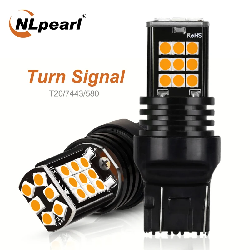 NLpearl 2x автомобиль сигнальная лампа 12V 7440 светодиодные лампы 24Led 3030SMD T20 7443 Led W21W W21/5