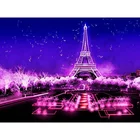 5D полная дрель квадратная Алмазная мозаика светящееся Стразы картина железная башня Алмазная вышивка фиолетовый украшение дома