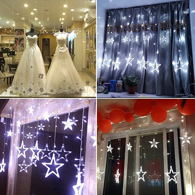 

4M Christmas LED Lights AC 220V Romantic Fairy Star LED Curtain String Lighting For Holiday Wedding Garland Party Decoration