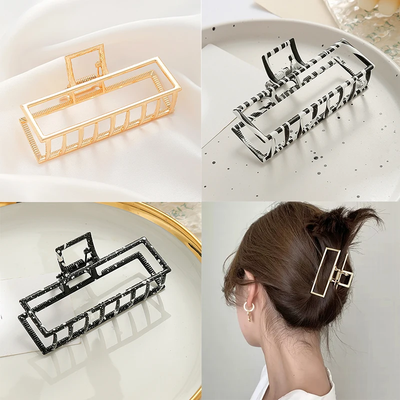 

Женская заколка для волос в корейском минималистичном стиле, металлический зажим геометрической формы для конского хвоста, аксессуары для ...