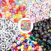 200pclot letter number acrylic beads square round heart big hole beads mixed for diy making jewelry charm bracelet wholesale