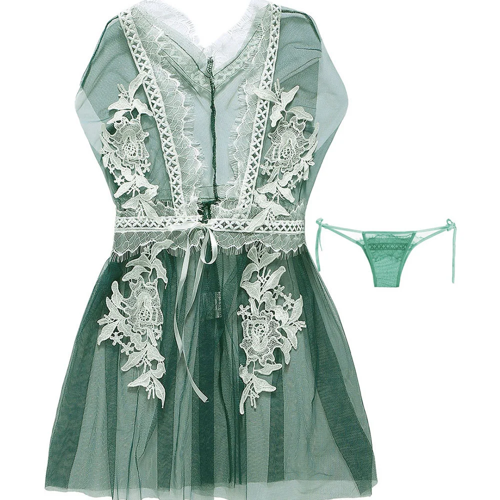 

Привлекательная женская пижама, комплект мини-платья с водорастворимым кружевом и сеткой в стиле пэчворк