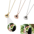 Ожерелье с подвеской из титановой стали простая форма сердца с проекцией фото