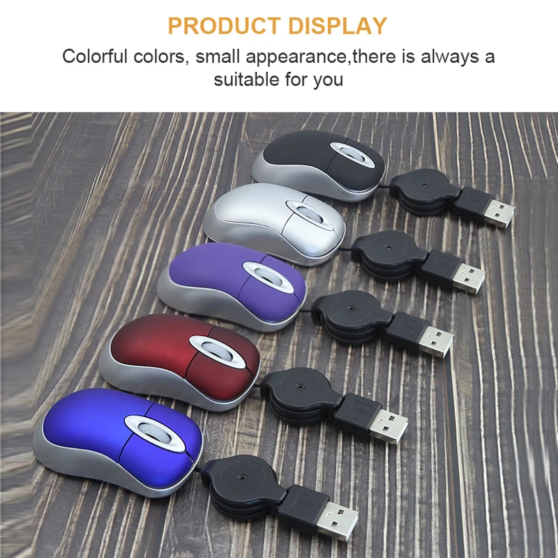 CHYI Мини Компьютерная Мышь Выдвижной Usb кабель оптическая эргономичная Mause 1600 dpi портативная маленькая 3d Проводная PC Gamer мышь для ноутбука