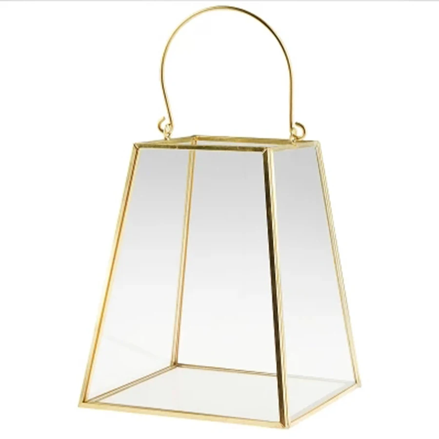 Латунный ретро стеклянный свадебный подсвечник геометрический Хрустальный