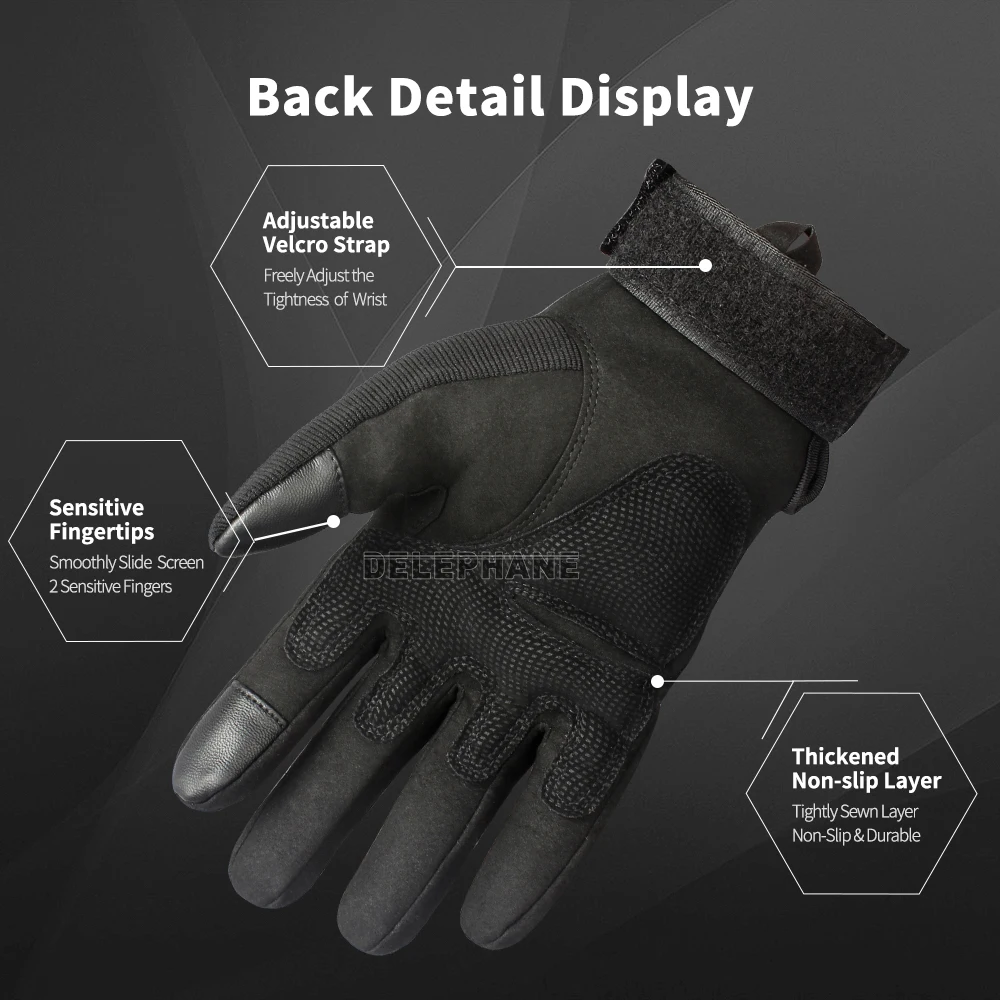 

Black Protective Motorcycle Gloves Touch Screen Sports Bicycle Gloves Fingerless Knuckles Men's Cycling Gloves Bike Moto Driving